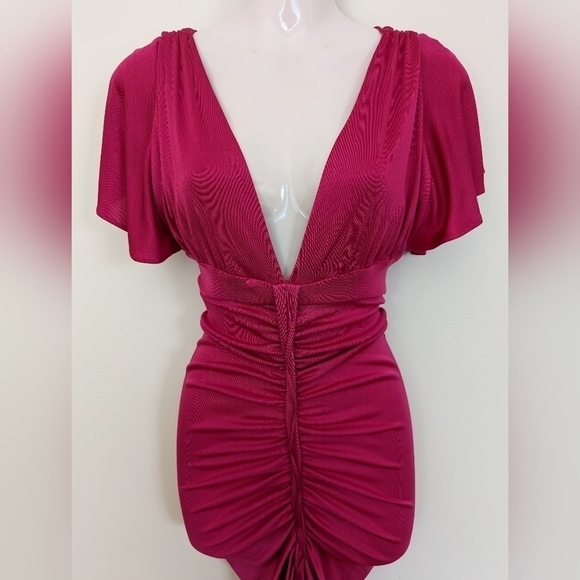MARCIANO hot pink ruched dress xs - Picture 2 of 9